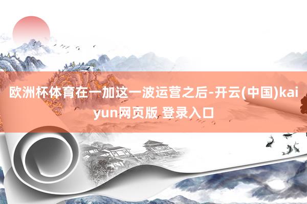 欧洲杯体育在一加这一波运营之后-开云(中国)kaiyun网页版 登录入口