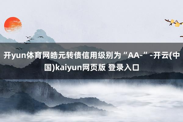 开yun体育网皓元转债信用级别为“AA-”-开云(中国)kaiyun网页版 登录入口