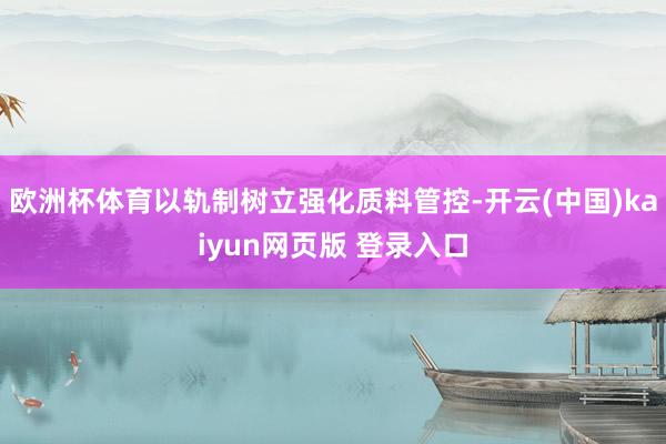 欧洲杯体育以轨制树立强化质料管控-开云(中国)kaiyun网页版 登录入口