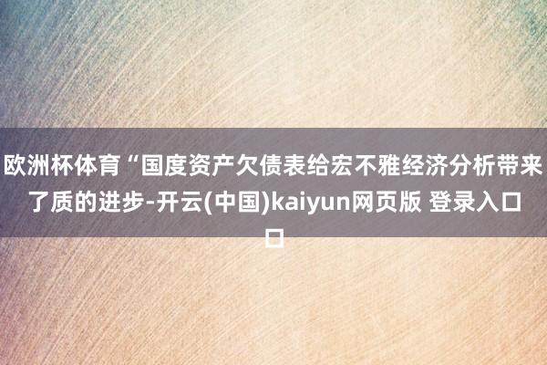 欧洲杯体育　　“国度资产欠债表给宏不雅经济分析带来了质的进步-开云(中国)kaiyun网页版 登录入口